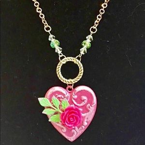 Brass painted heart necklace